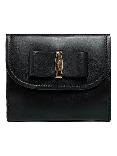 Logo Ribbon Half Wallet Black - SALVATORE FERRAGAMO - BALAAN 1