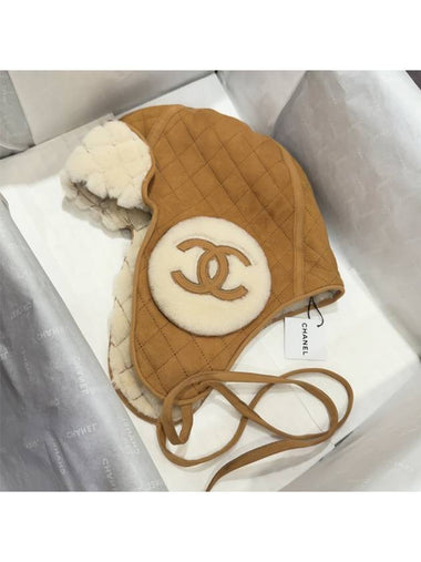 Coco Neju 24 25 Collection Lambskin Beige Roasted Chestnut Hat - CHANEL - BALAAN 1