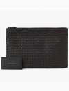 Intrecciato Document Leather Clutch Bag Brown - BOTTEGA VENETA - BALAAN 4