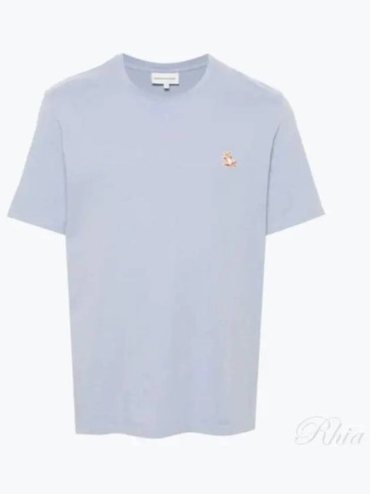 Chillax Fox Patch Regular Short Sleeve T-Shirt Blue - MAISON KITSUNE - BALAAN 2