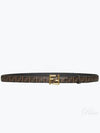 FF Square Stud Buckle Leather Belt Brown - FENDI - BALAAN 2