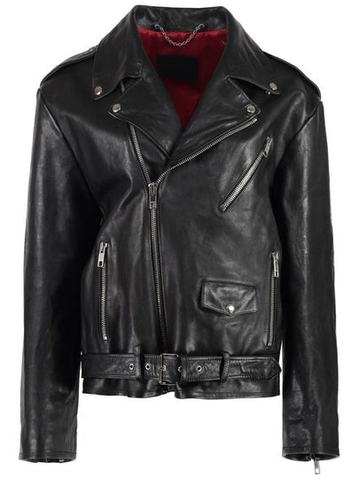 Leather Biker Jacket Black - GUCCI - BALAAN 2