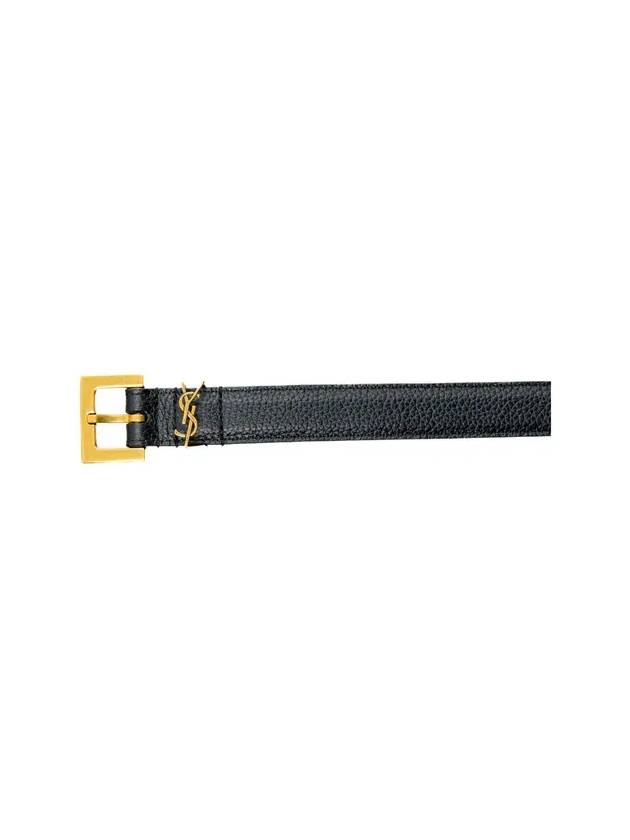 Monogram Buckle Grain Leather Belt Black - SAINT LAURENT - BALAAN 4