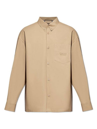 Heavy Cotton Poplin Long Sleeve Shirt Beige - GUCCI - BALAAN 2