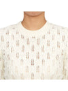 Pointelle Tipping Crew Neck Pullover Knit Top White - THOM BROWNE - BALAAN 7