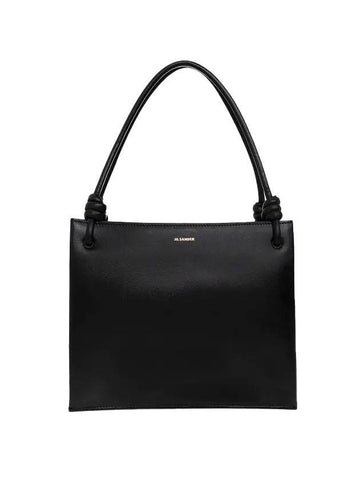 Logo Print Square Leather Tote Bag Black - JIL SANDER - BALAAN 1