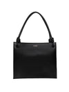 Logo Print Square Leather Tote Bag Black - JIL SANDER - BALAAN 1