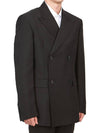 Double Breasted Mohair Wool Jacket Black - PRADA - BALAAN 4