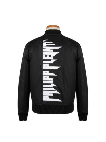 MRB0919 PNY002N 02ROCK PP logo black bomber jacket - PHILIPP PLEIN - BALAAN 1