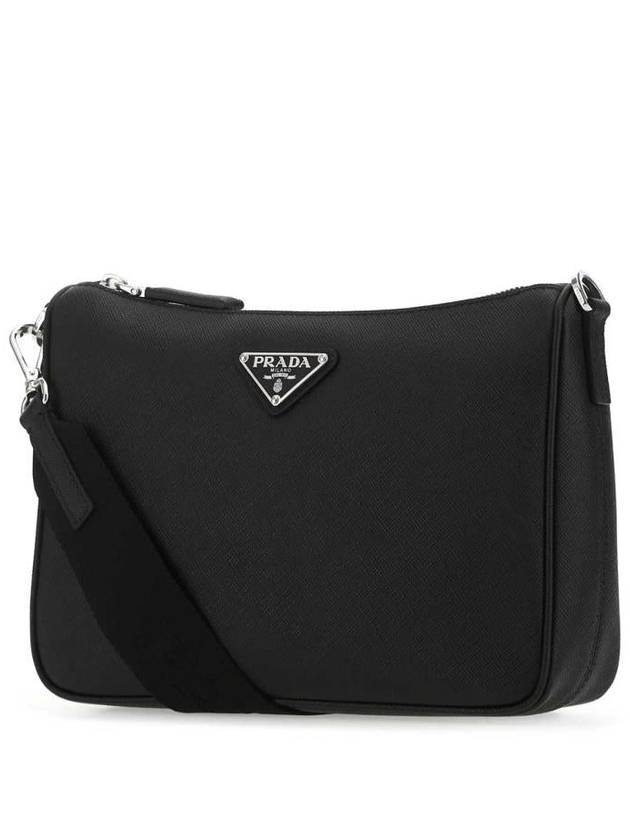 triangle logo leather shoulder bag black - PRADA - BALAAN 3