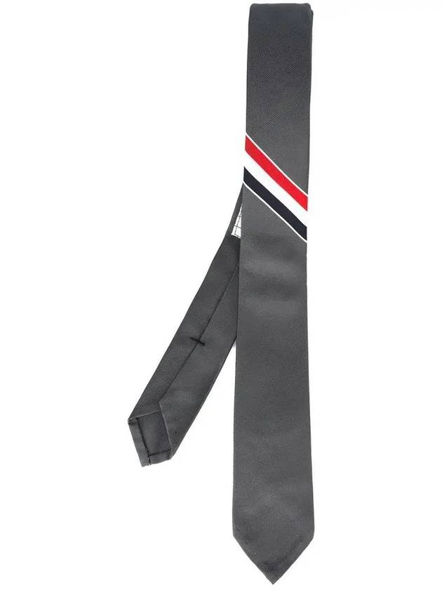 Grosgrain Stripe Classic Tie Grey - THOM BROWNE - BALAAN 3