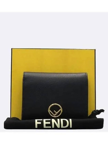 8M0387 Black color gold logo compact women s half wallet - FENDI - BALAAN 1