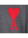 Big Heart Logo Wool Knit Top Grey - AMI - BALAAN 7