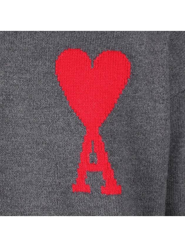 Big Heart Logo Wool Knit Top Grey - AMI - BALAAN 7