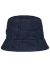 Triangle Logo Denim Cotton Bucket Hat Navy - PRADA - BALAAN.