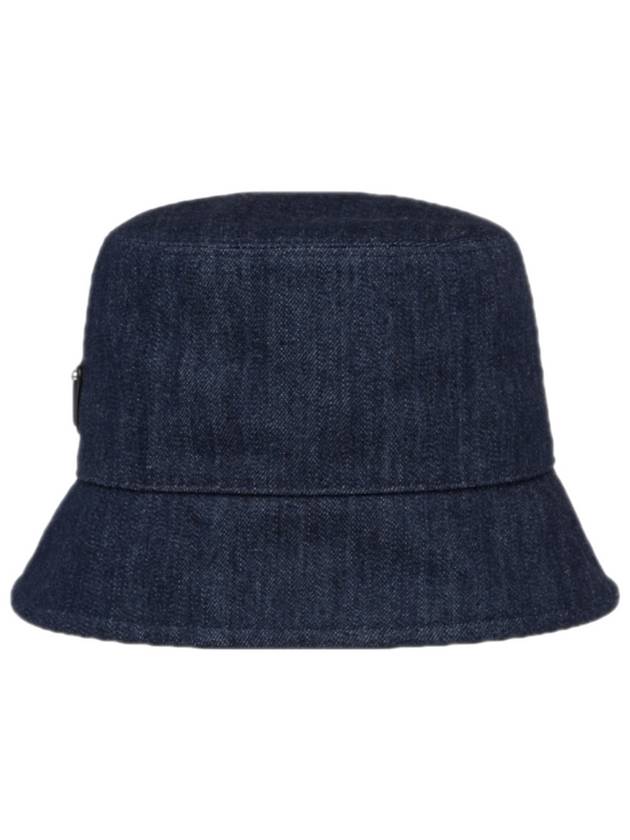 Triangle Logo Denim Cotton Bucket Hat Navy - PRADA - BALAAN 4