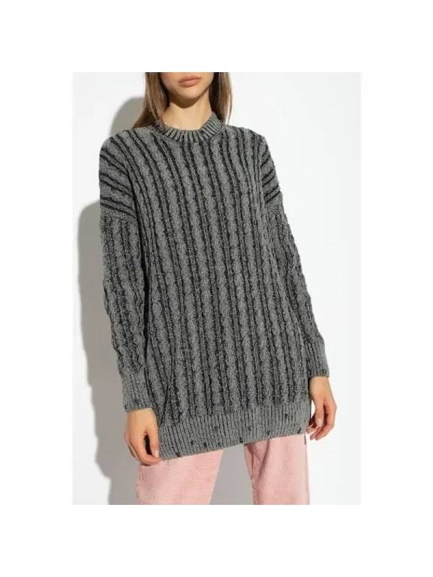 M Pantesse Two-Tone Cotton Long Knit Top Grey - DIESEL - BALAAN 4