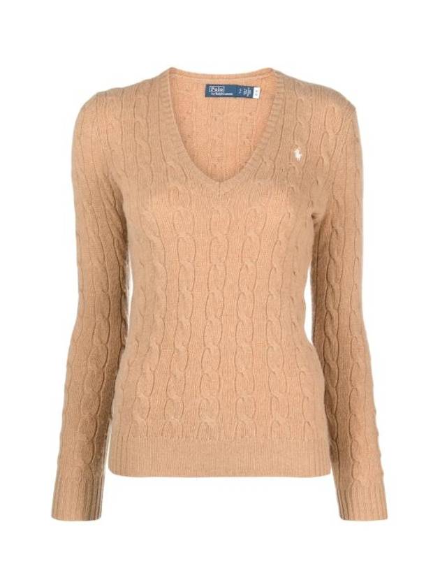 Kimberly Embroidered Logo Pony Cable Knit Top Beige - POLO RALPH LAUREN - BALAAN 2