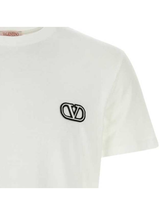 V Logo Signature Patch Cotton Short Sleeve T-Shirt White - VALENTINO - BALAAN 3