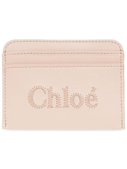 Sense Embroidered Logo Calfskin Card Wallet Light Beige - CHLOE - BALAAN 2