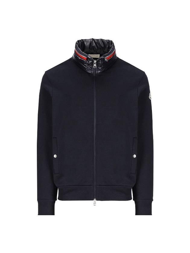 Logo Cotton Fleece Zip Up Hoodie Navy - MONCLER - BALAAN 2