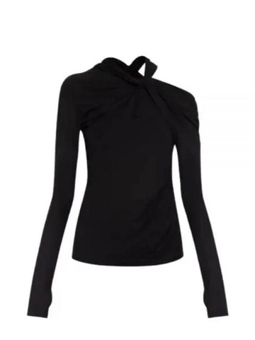 Cold Shoulder Long Sleeve T-Shirt Black - HELMUT LANG - BALAAN 1