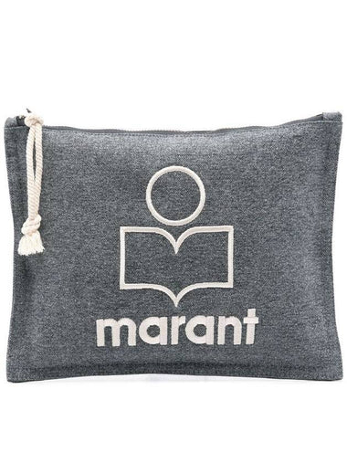 Embroidered Logo Pouch Grey - ISABEL MARANT - BALAAN 1