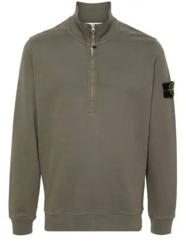 Logo Half Zipper Sweatshirt Green - STONE ISLAND - BALAAN 1