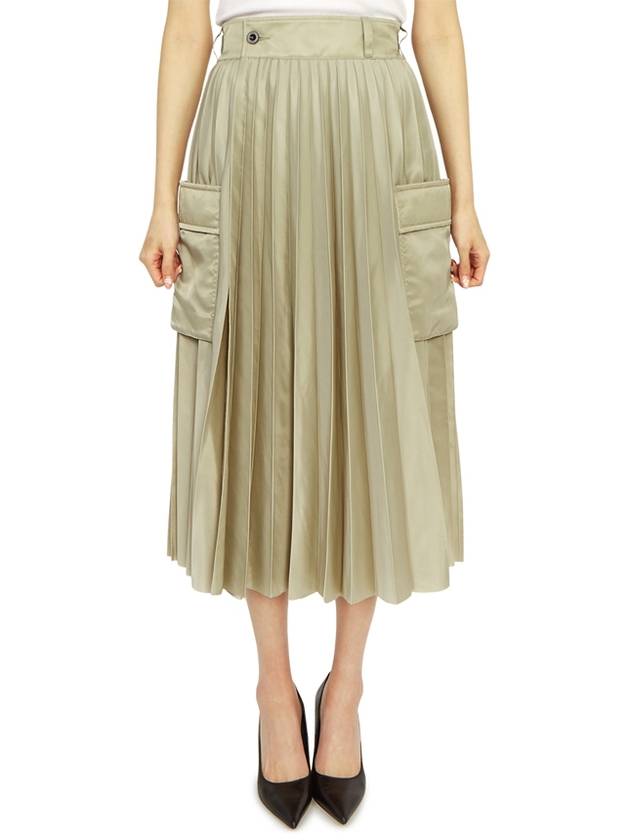 Nylon Twill Pleated Skirt Light Khaki - SACAI - BALAAN 4