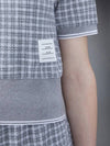 Checked Tweed Shrunken Short Sleeve Polo Grey - THOM BROWNE - BALAAN 5