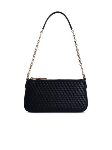 Empire Medium Chain Link Woven Leather Pochette Shoulder Bag Black - MICHAEL KORS - BALAAN 1