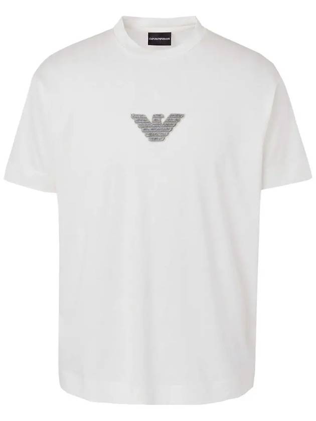 Felt Eagle Patch Tencel Blend Short Sleeve T-Shirt White - EMPORIO ARMANI - BALAAN 2