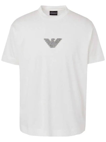 Felt Eagle Patch Tencel Blend Short Sleeve T-Shirt White - EMPORIO ARMANI - BALAAN 2