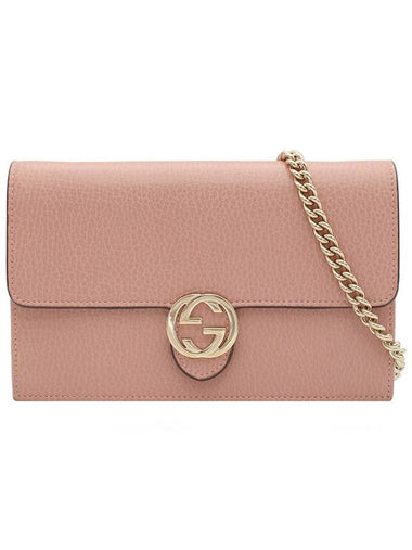 Pink leather interlocking GG chain mini clutch crossbag 510314 - GUCCI - BALAAN 1