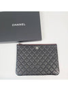 Medium Classic Clutch Bag Caviar Leather & Silver Black - CHANEL - BALAAN 3