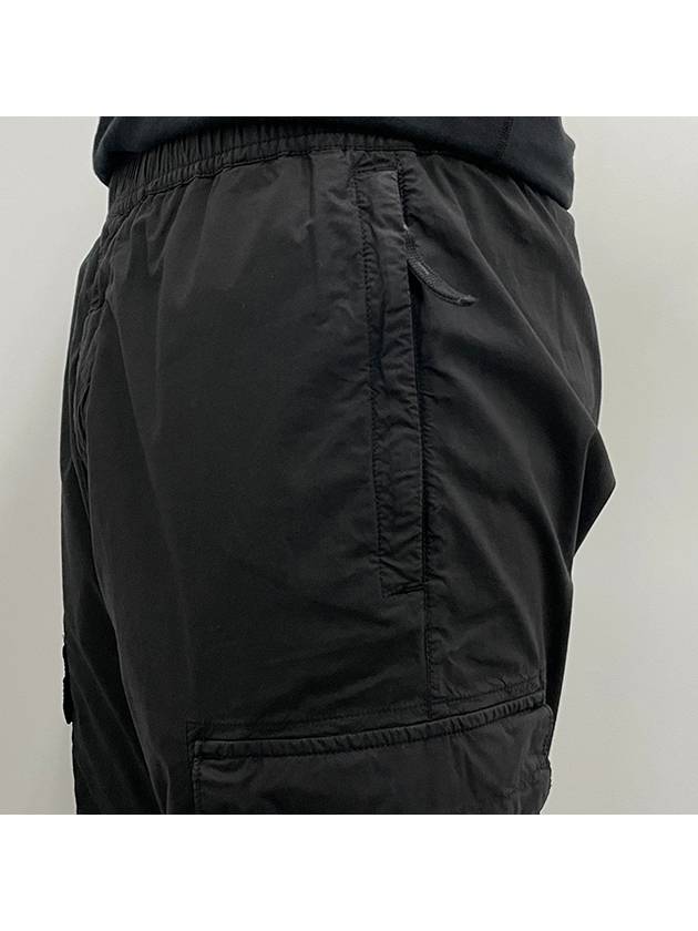 Stretch Cotton Tela Paracadute Cargo Straight Pants Black - STONE ISLAND - BALAAN 7