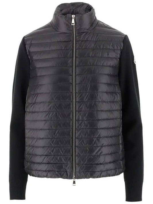 Women's High Neck Wool Padded Cardigan Black - MONCLER - BALAAN 2