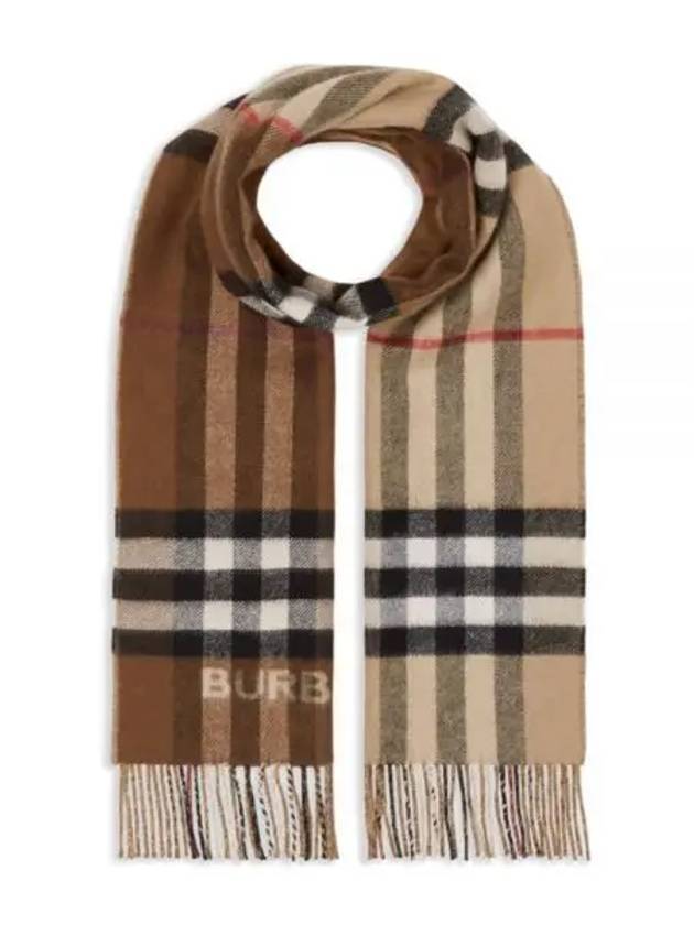 Contrast Check Cashmere Muffler Archive Beige Birch Brown - BURBERRY - BALAAN 2