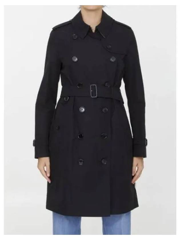 Mid Length Kensington Heritage Trench Coat Black - BURBERRY - BALAAN 2