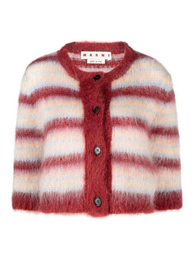 Stripe Crop Mohair Cardigan Red - MARNI - BALAAN 2