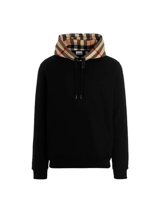 Check Hood Cotton Hoodie Black - BURBERRY - BALAAN 2