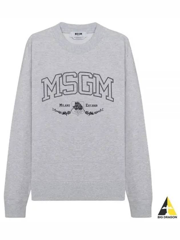 College Logo Crew Neck Cotton Sweatshirt Light Grey - MSGM - BALAAN 2