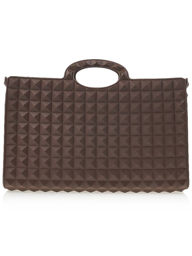 Le Troisieme Stud Pattern Rubber Tote Bag Brown - VALENTINO - BALAAN 4