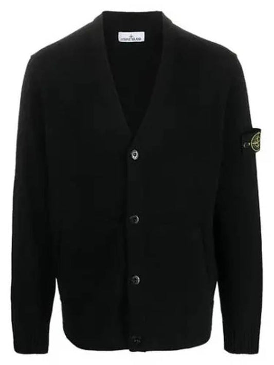 Men's Wappen Patch Button Cardigan Black - STONE ISLAND - BALAAN 2