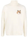 Men's Fox Head Patch Oversized Wool Turtleneck Ecru - MAISON KITSUNE - BALAAN 2