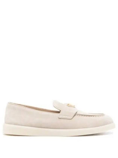 Triangle Logo Suede Leather Loafer Desert Beige - PRADA - BALAAN 2