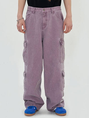 Pigment 4 Pocket Cargo Straight Pants Purple - UNALLOYED - BALAAN 1