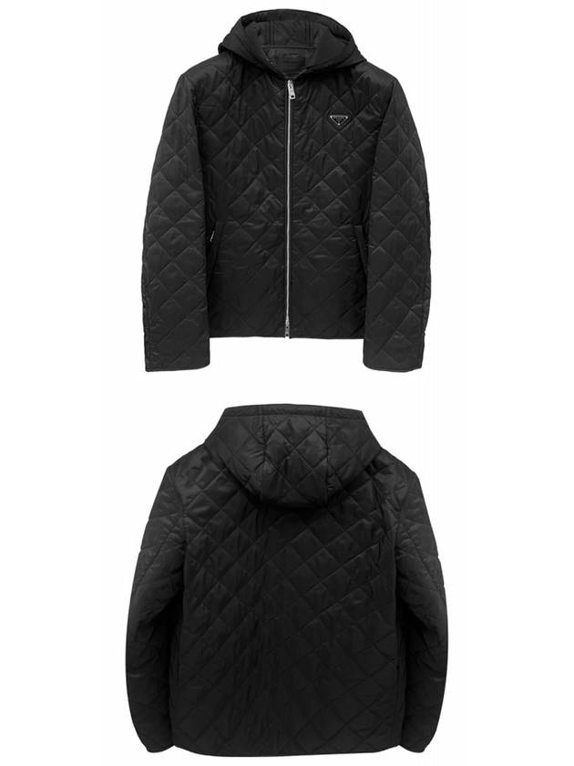 Triangle Logo Quilted Down Hooded Padding Black - PRADA - BALAAN 5