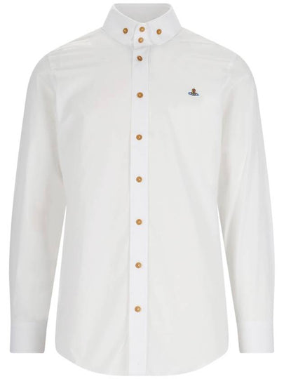 Men's Embroidered ORB Logo Long Sleeve Shirt White - VIVIENNE WESTWOOD - BALAAN 2