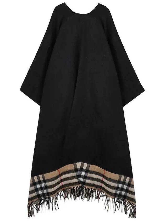 Vintage Check Pattern Wool Cashmere Cape Black - BURBERRY - BALAAN 3